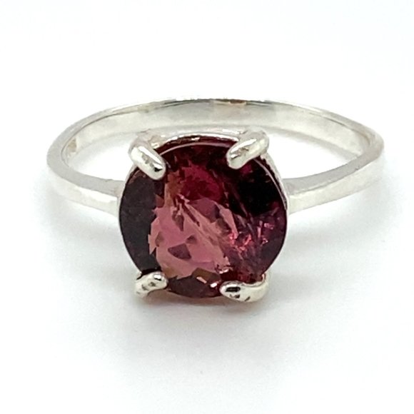 Red Tourmaline 3.61ct Platinum Finish Solid 925 Sterling Silver Ring - Picture 3 of 7